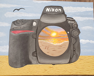 A painting of a camera
